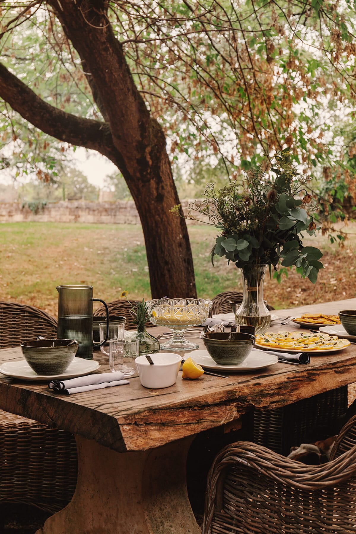 Table sous les arbres